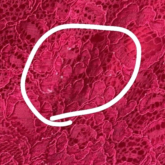 Forever 21 deep pink fitted crewneck peplum Lacy blouse top shirt cap sleeves S - Picture 9 of 17